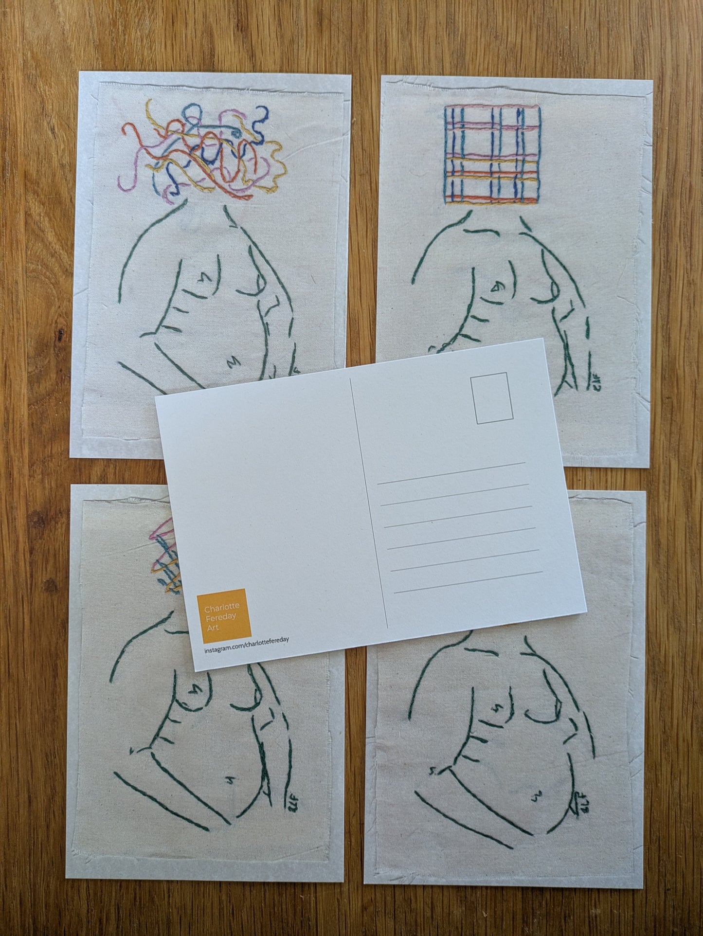 4 x Losing my head postcards