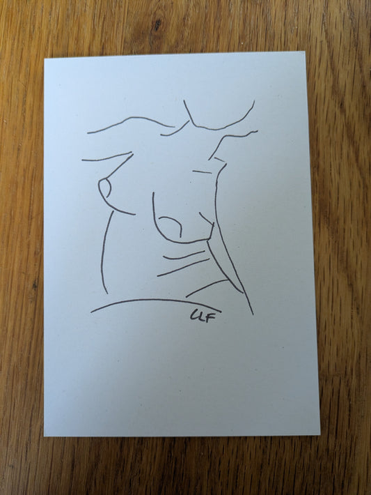 Nude postcard, line drawing